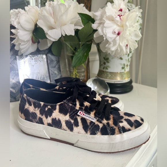 Superga Velvet Leopard Sneakers - Picture 1 of 8